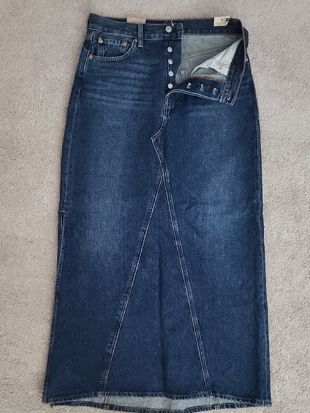 Levi's Iconic Long Skirt, Dark Wash, Size 29, New with Tags - Picture 12 of 16